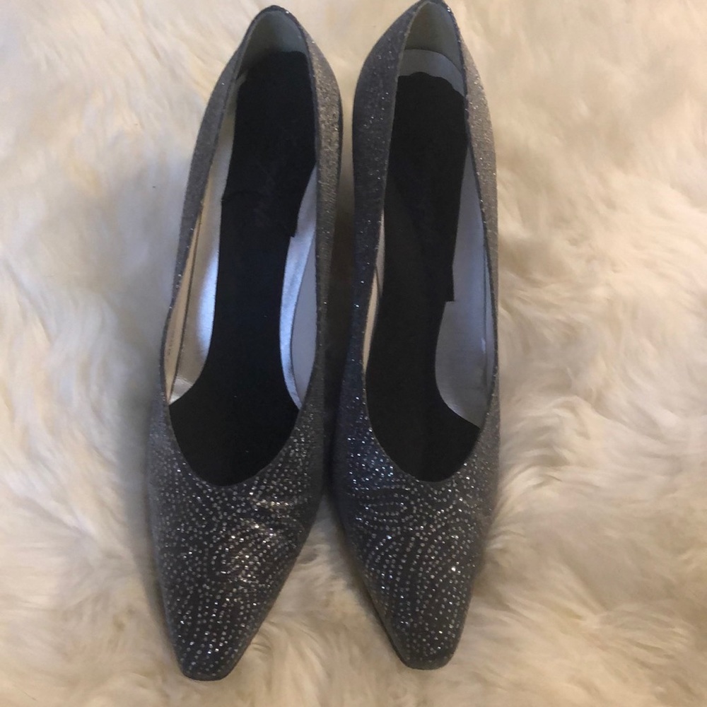 Stuart Weitzman Silver Sparkle Heels